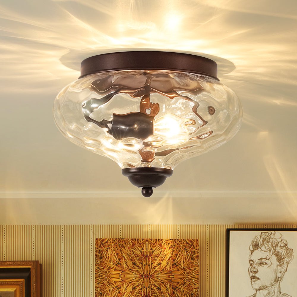 Modern Farmhouse 2-Luce Vetro Acqua Flush Mount
