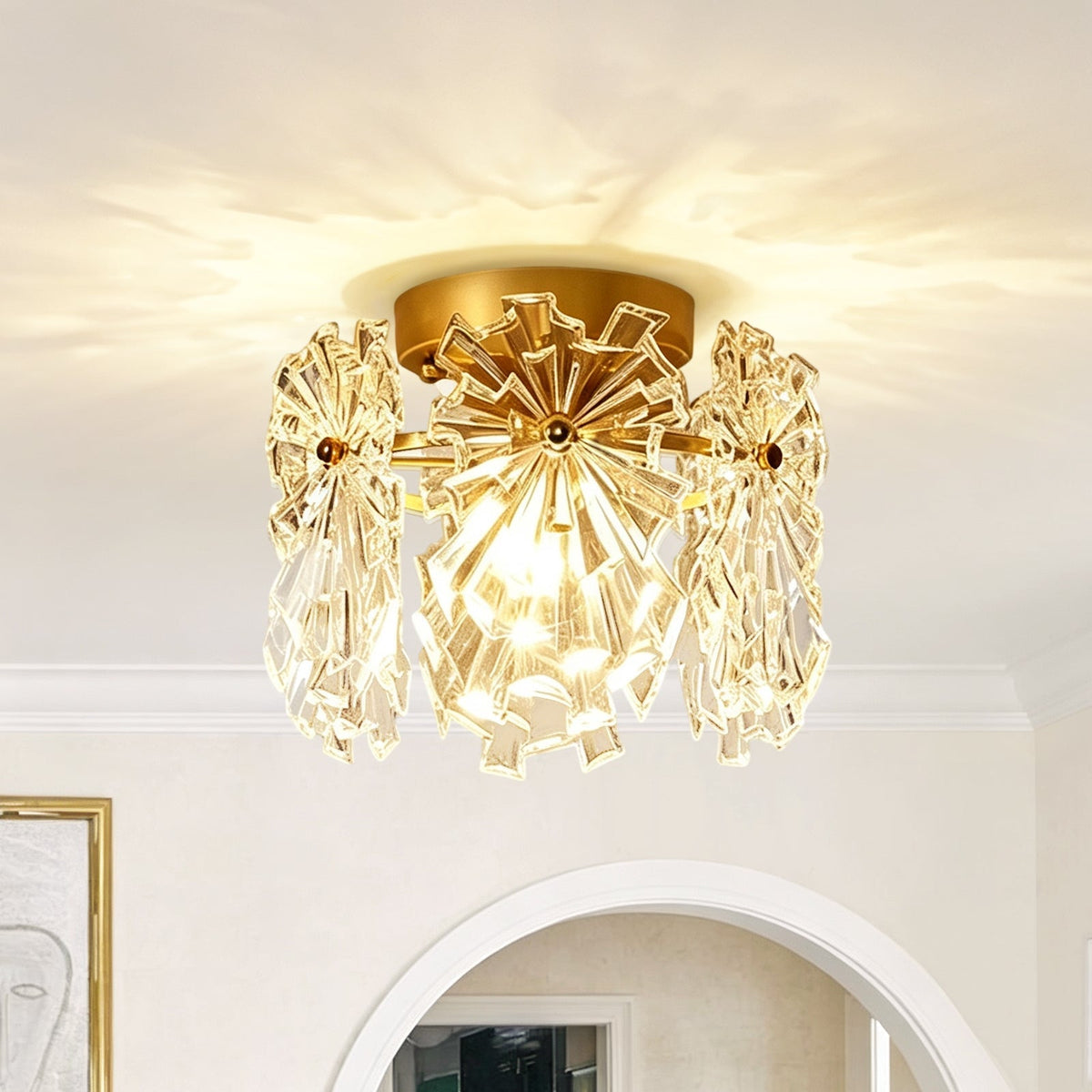 Moderno Glam 1-Luce Fiore di Neve Cristallo Vetro Semi Flush Mount