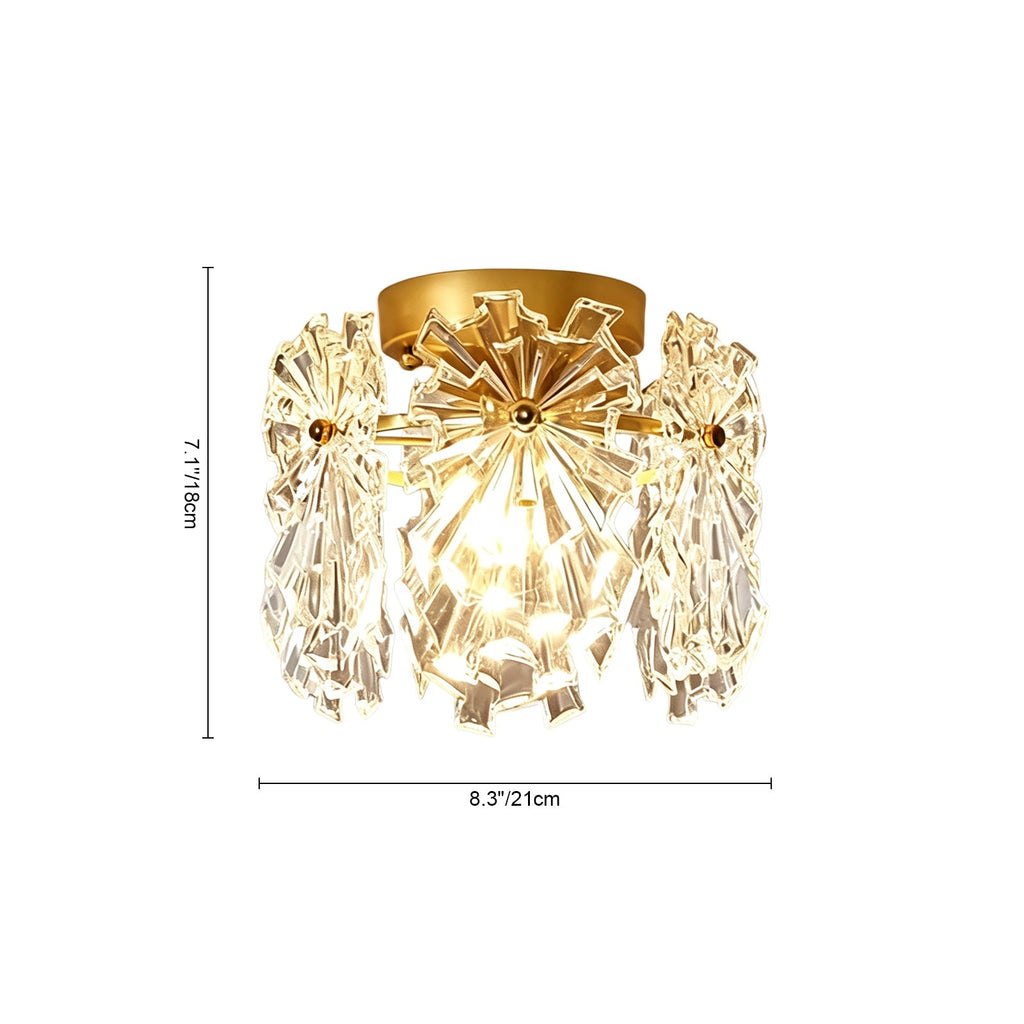 Moderno Glam 1-Luce Fiore di Neve Cristallo Vetro Semi Flush Mount