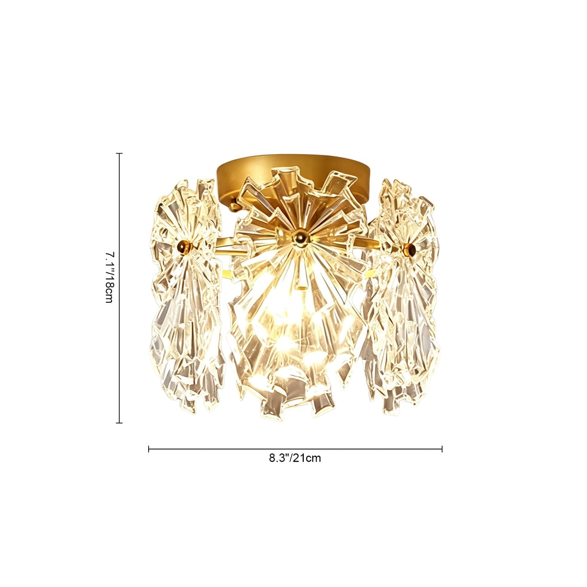 Moderno Glam 1-Luce Fiore di Neve Cristallo Vetro Semi Flush Mount