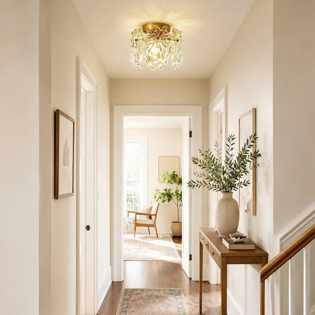 Moderno Glam 1-Luce Fiore di Neve Cristallo Vetro Semi Flush Mount