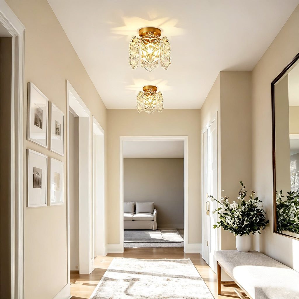Moderno Glam 1-Luce Fiore di Neve Cristallo Vetro Semi Flush Mount