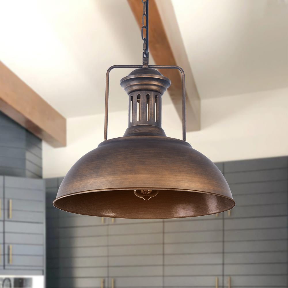Moderno Industriale Lampada a Sospensione a Cupola in Metallo con 1 Luce