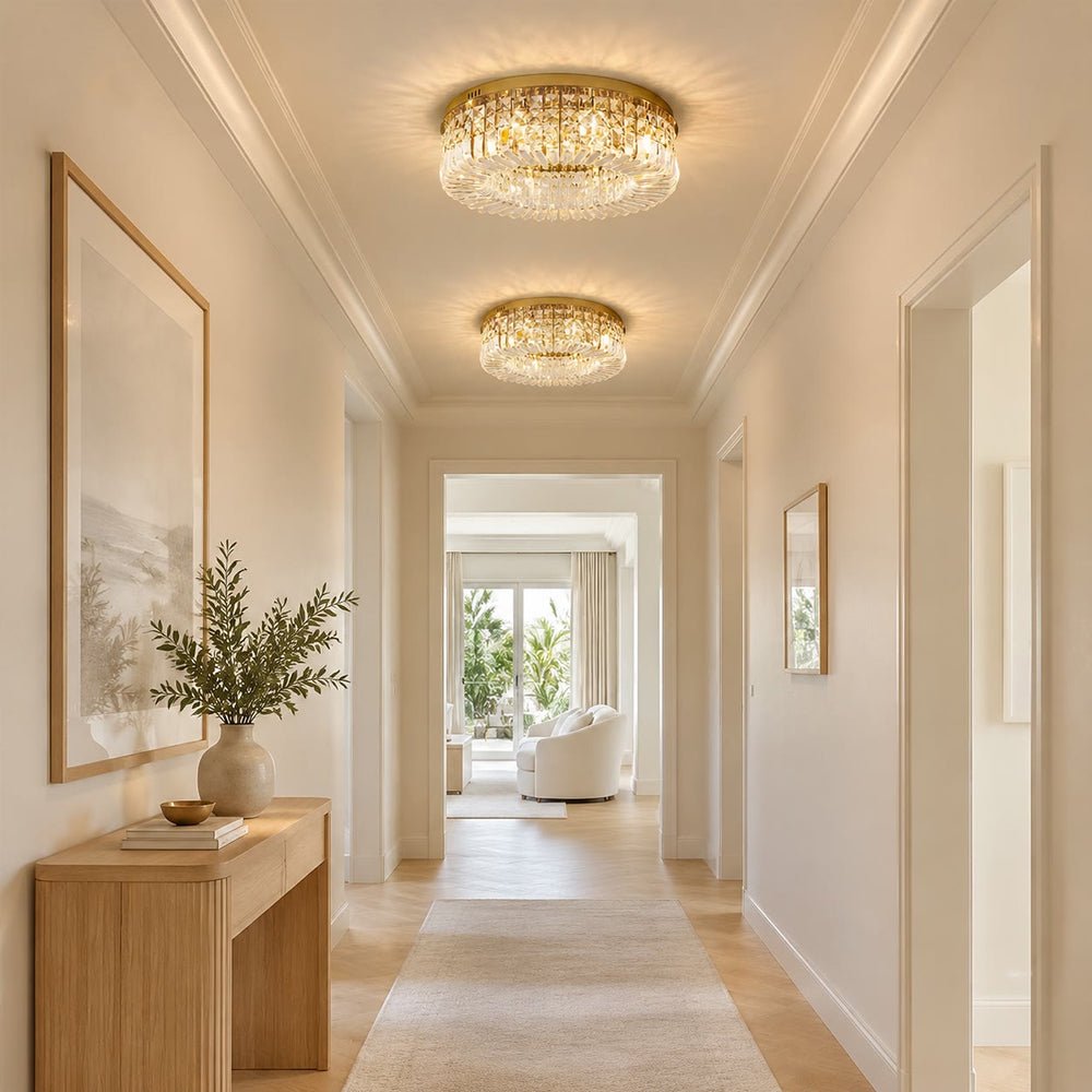 Moderna Luce da Soffitto Rotonda in Cristallo di Lusso