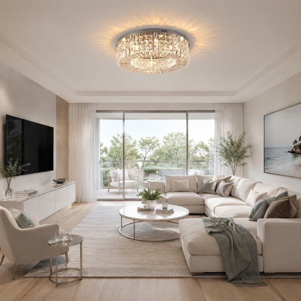 Moderna Luce da Soffitto Rotonda in Cristallo di Lusso
