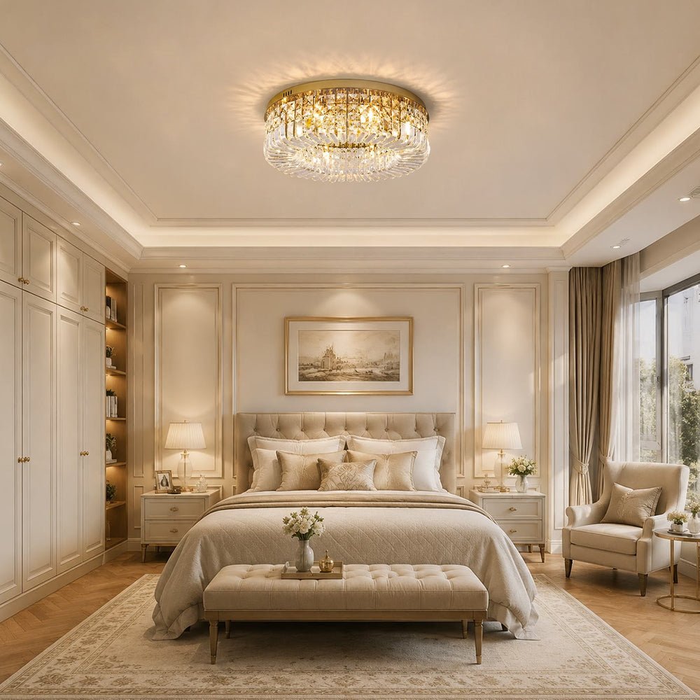 Moderna Luce da Soffitto Rotonda in Cristallo di Lusso