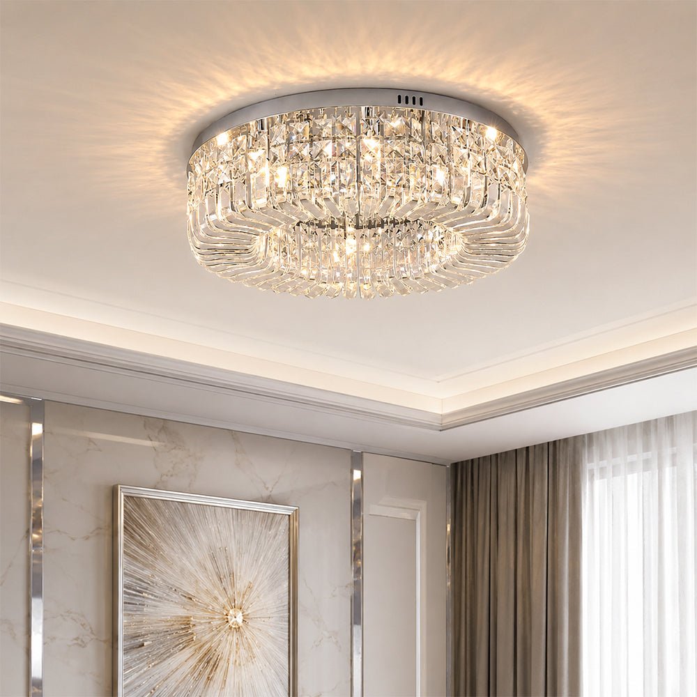 Moderna Luce da Soffitto Rotonda in Cristallo di Lusso