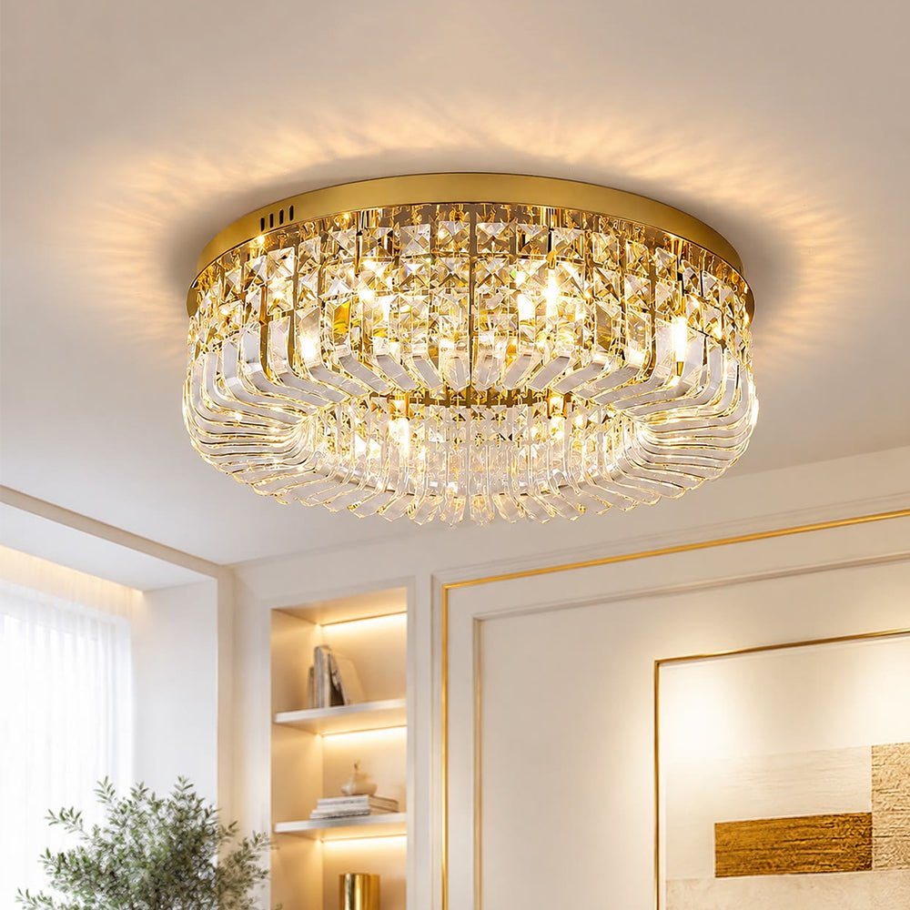 Moderna Luce da Soffitto Rotonda in Cristallo di Lusso