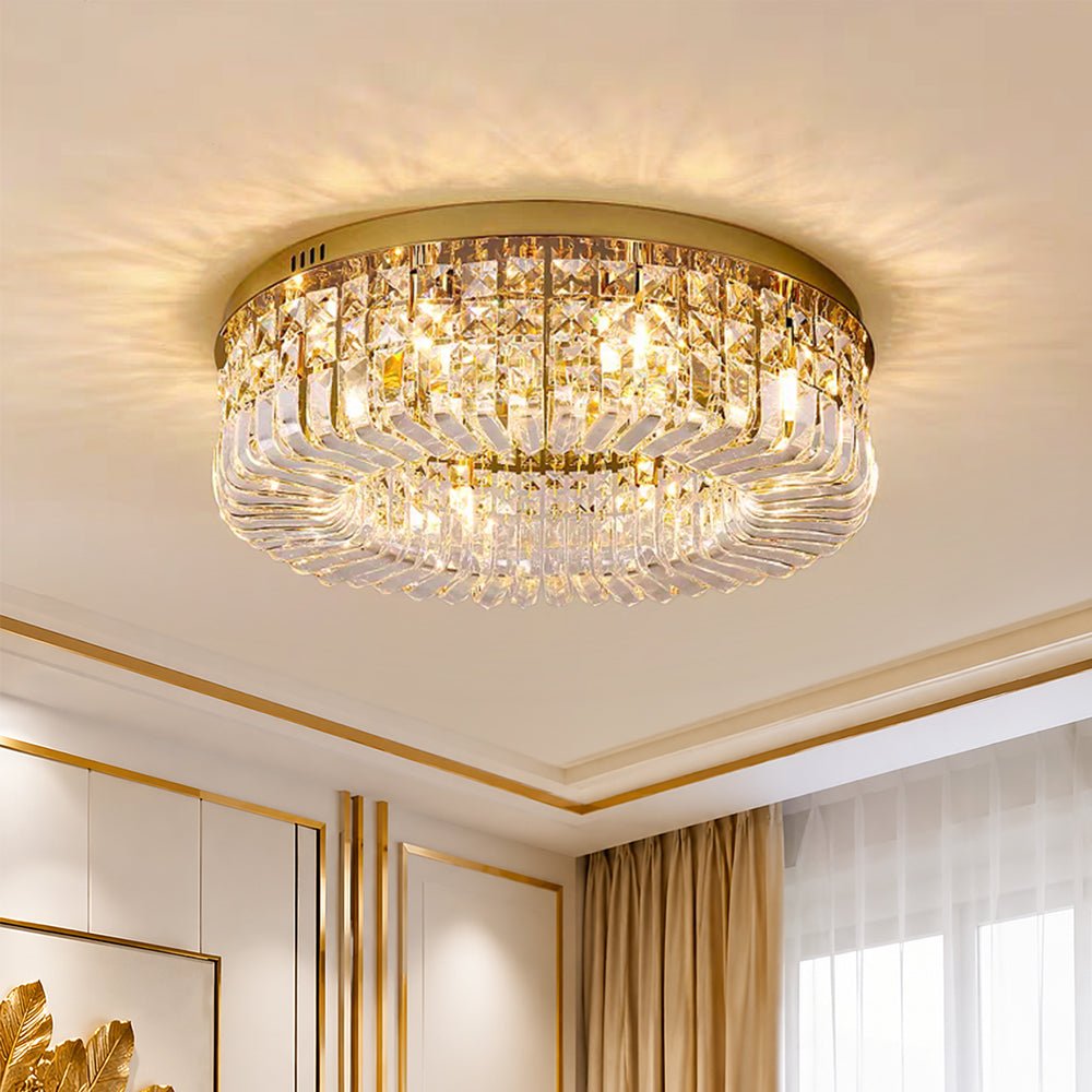 Moderna Luce da Soffitto Rotonda in Cristallo di Lusso