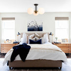 Moderno Semi Flush Mount in Vetro Sputnik a 3 Luci Stile Mid-Century