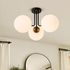 Moderno Semi Flush Mount in Vetro Sputnik a 3 Luci Stile Mid-Century