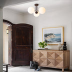 Moderno Semi Flush Mount in Vetro Sputnik a 3 Luci Stile Mid-Century