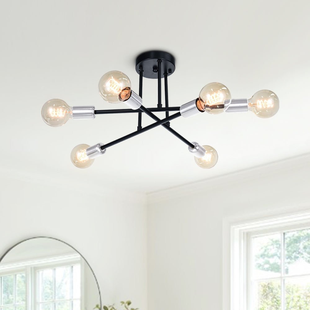 Moderno Semi Flush Mount Sputnik a 6 Luci in Stile Mid-Century