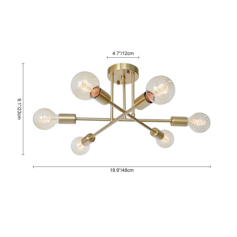 Moderno Semi Flush Mount Sputnik a 6 Luci in Stile Mid-Century