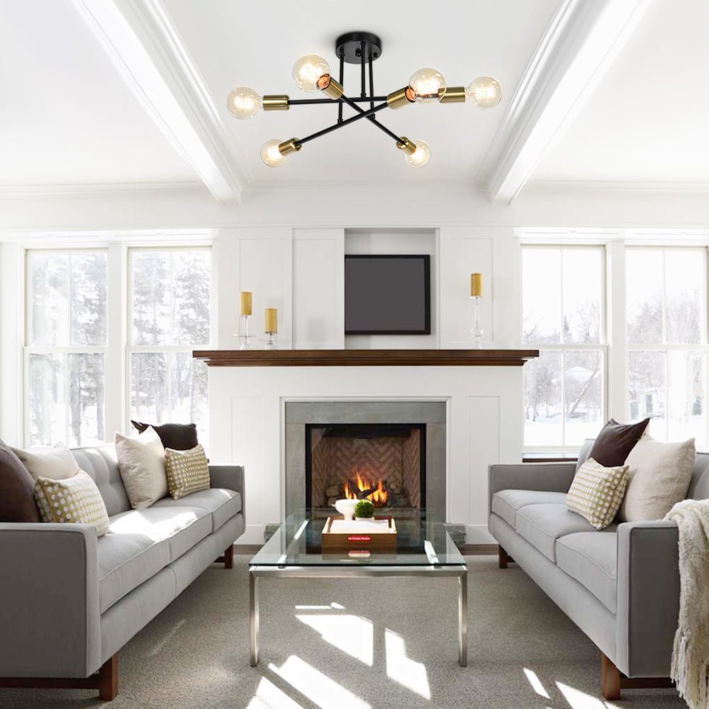 Moderno Semi Flush Mount Sputnik a 6 Luci in Stile Mid-Century