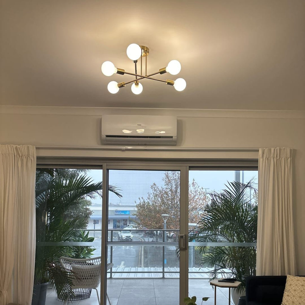 Moderno Semi Flush Mount Sputnik a 6 Luci in Stile Mid-Century