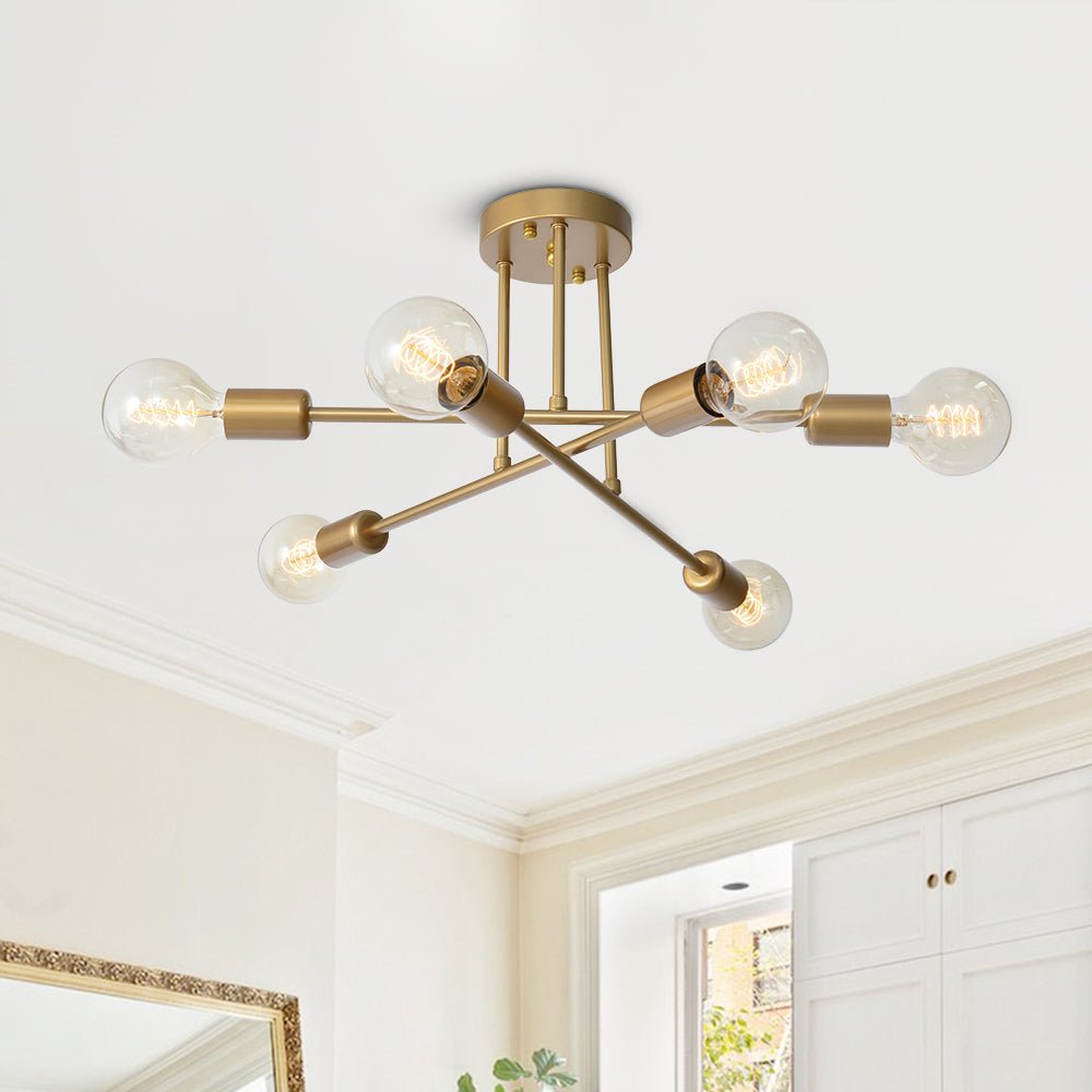 Moderno Semi Flush Mount Sputnik a 6 Luci in Stile Mid-Century