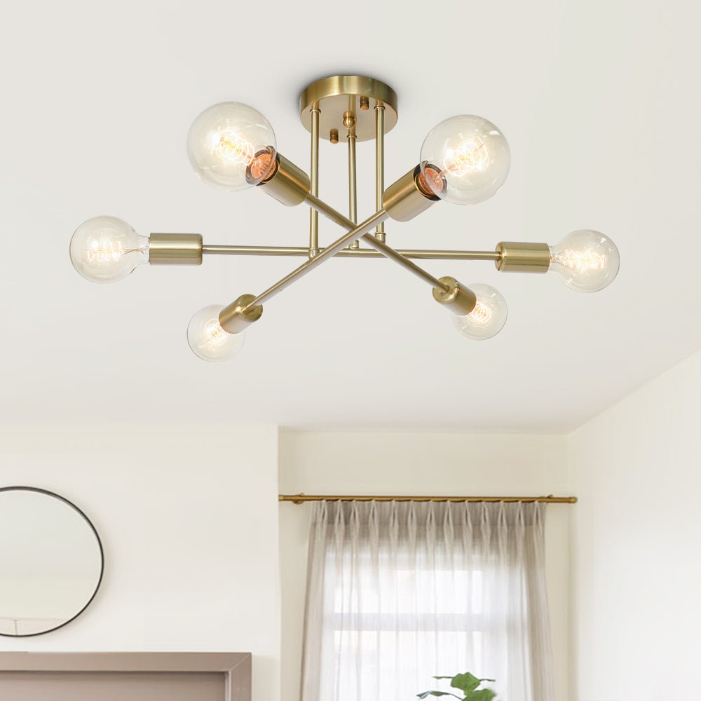 Moderno Semi Flush Mount Sputnik a 6 Luci in Stile Mid-Century