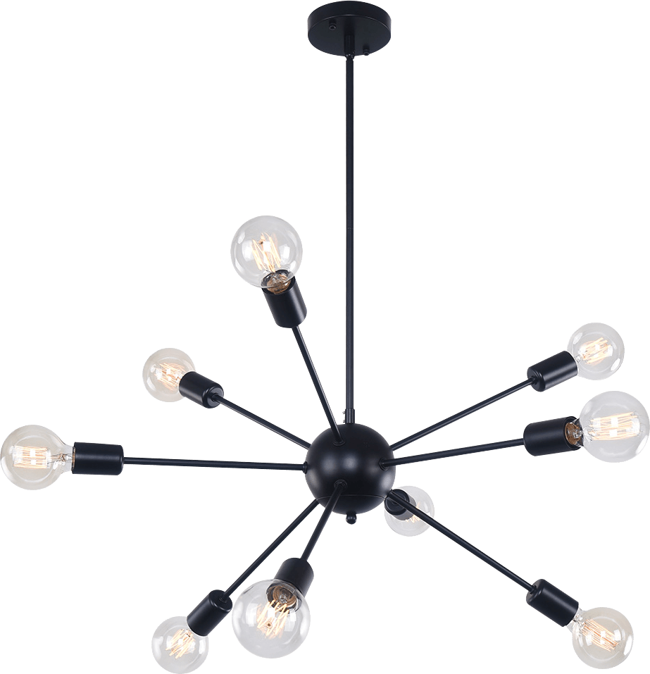 Moderno Lampadario Sputnik a 9 Luci in Stile Mid-Century