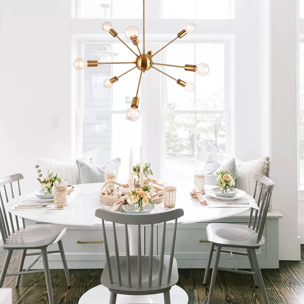 Moderno Lampadario Sputnik a 9 Luci in Stile Mid-Century