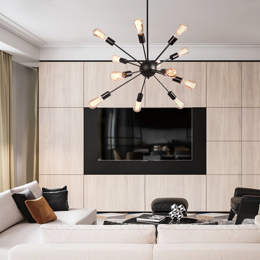 Lampadario Sputnik Nero Moderno di Mezz'epoca