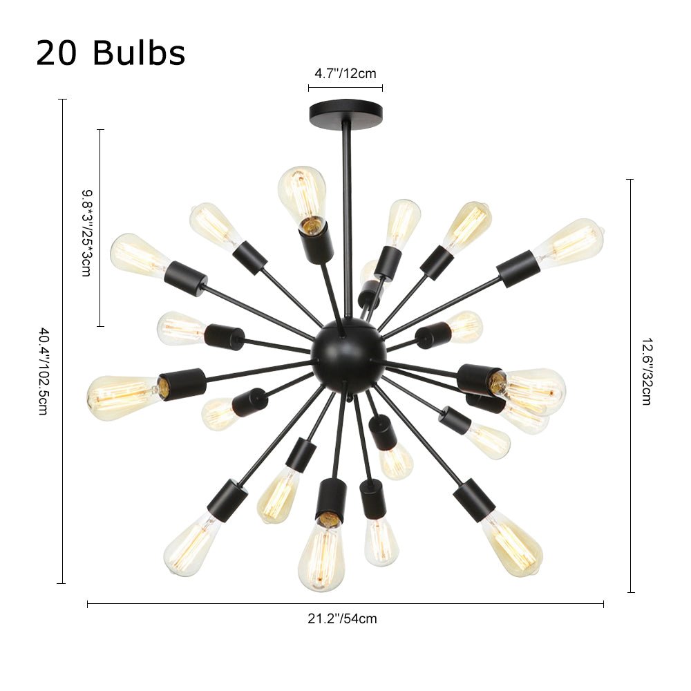 Lampadario Sputnik Nero Moderno di Mezz'epoca