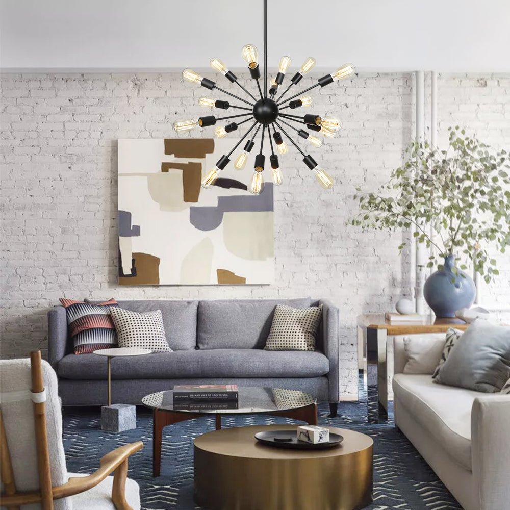 Lampadario Sputnik Nero Moderno di Mezz'epoca