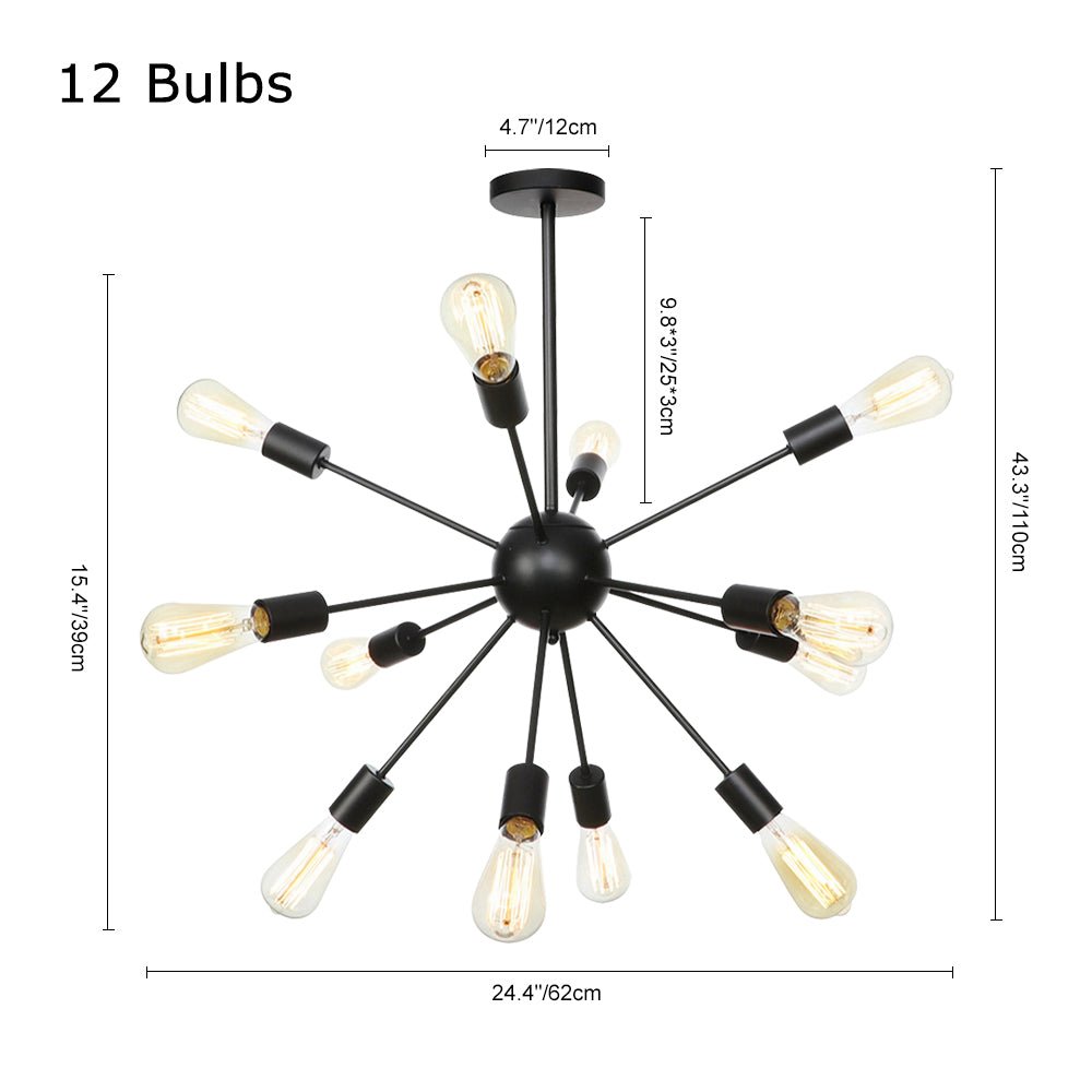Lampadario Sputnik Nero Moderno di Mezz'epoca