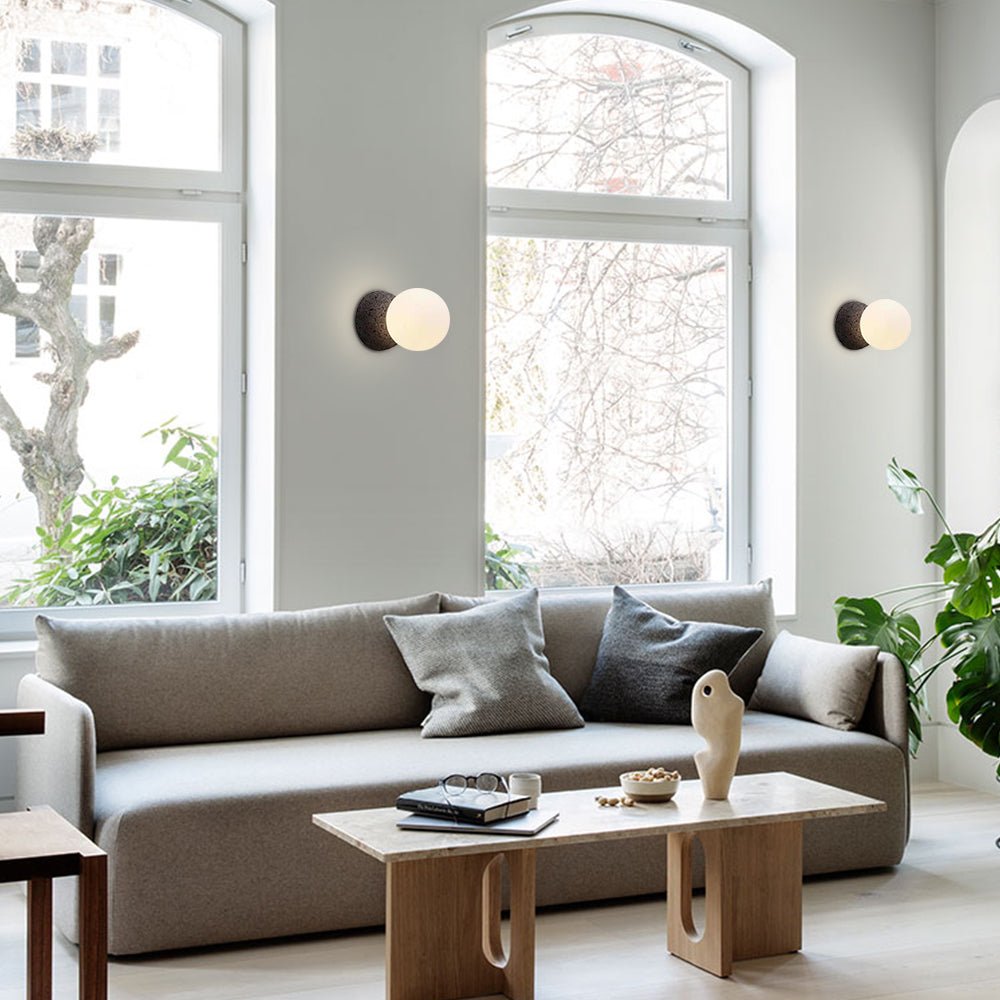Moderna Minimalista Applique da Parete Mini Globo in Vetro Opalino con 1 Luce