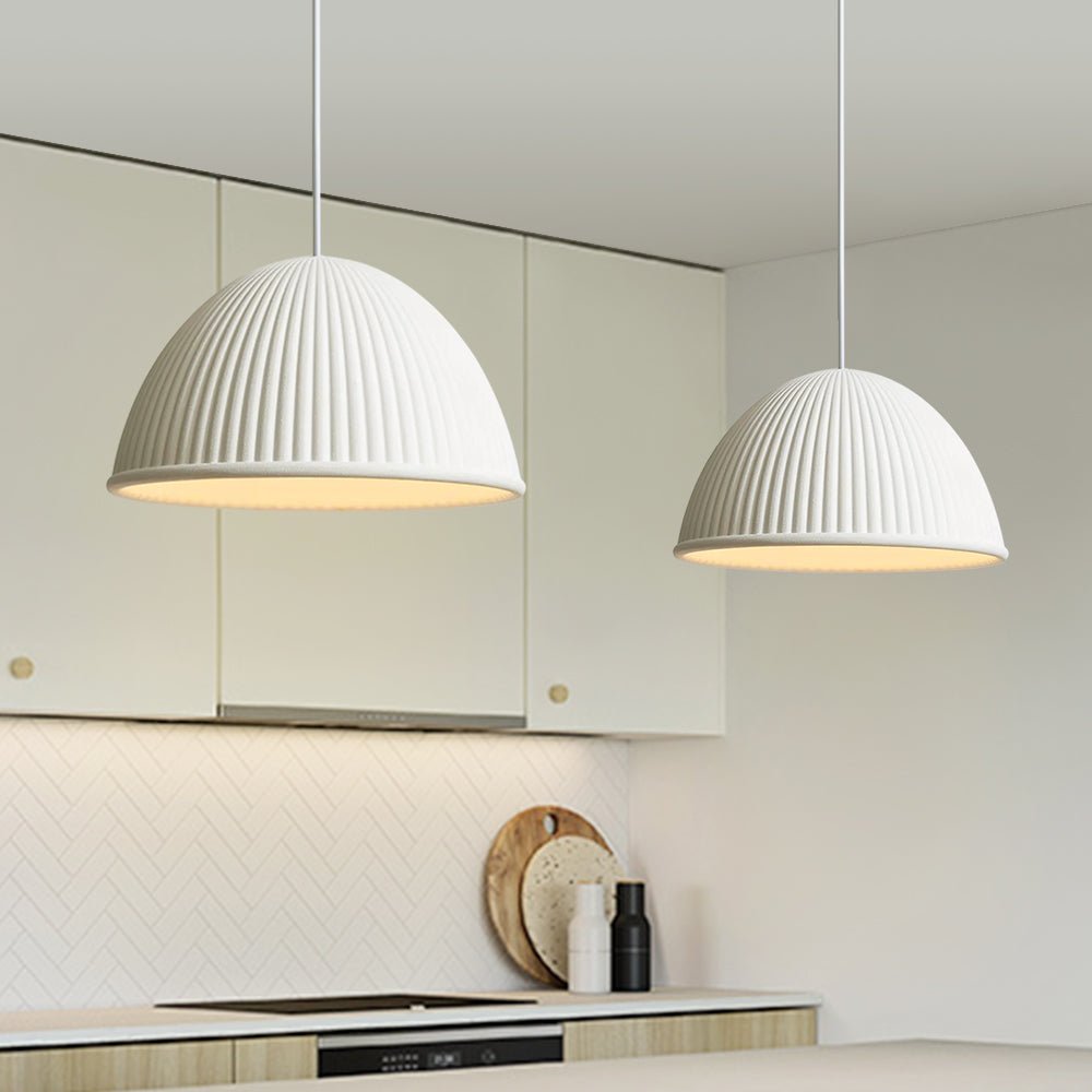 Lampadario a Cupola in Resina Rigata Minimalista Moderna a 1 Luce