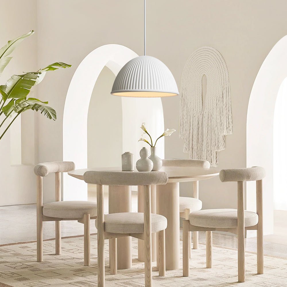 Lampadario a Cupola in Resina Rigata Minimalista Moderna a 1 Luce