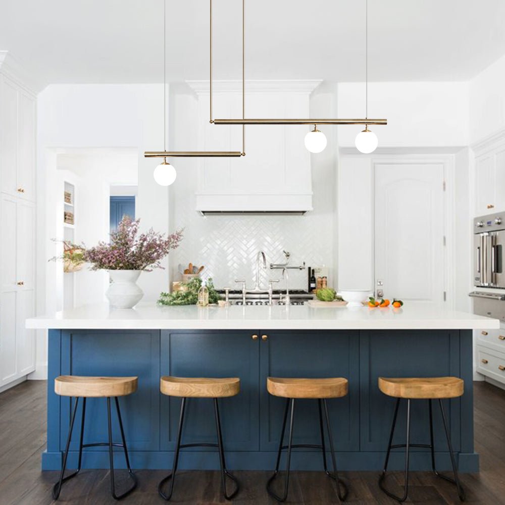 Lampadario Lineare in Vetro a Globo Stile Mid-Century Moderno