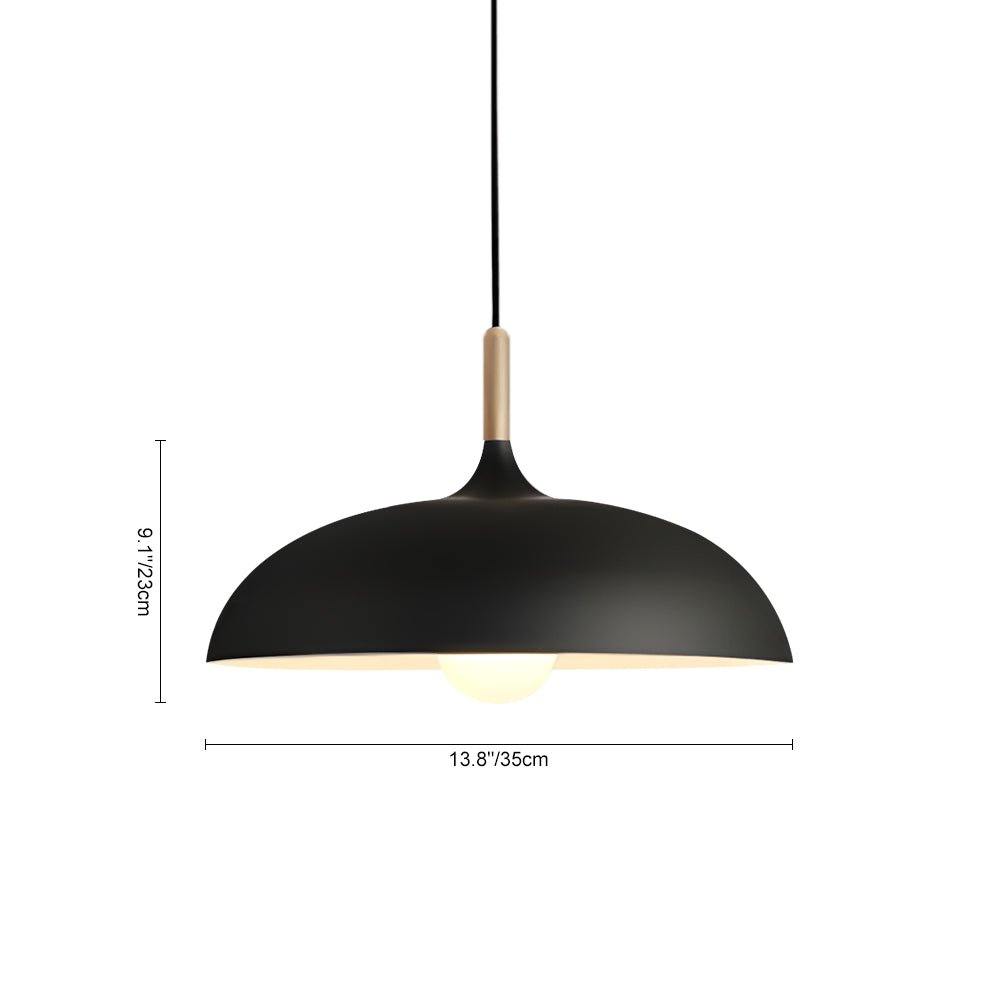 Moderna Nordic Lampada a Sospensione con Accenti in Legno a Cupola da 1 Luce