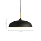 Moderna Nordic Lampada a Sospensione con Accenti in Legno a Cupola da 1 Luce