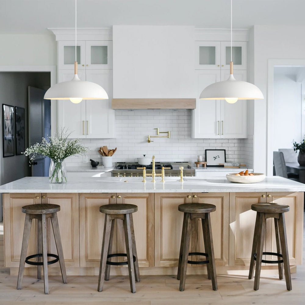 Moderna Nordic Lampada a Sospensione con Accenti in Legno a Cupola da 1 Luce