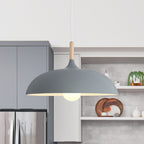 Moderna Nordic Lampada a Sospensione con Accenti in Legno a Cupola da 1 Luce