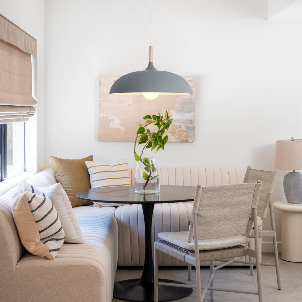 Moderna Nordic Lampada a Sospensione con Accenti in Legno a Cupola da 1 Luce