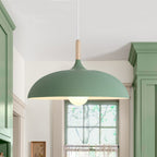 Moderna Nordic Lampada a Sospensione con Accenti in Legno a Cupola da 1 Luce