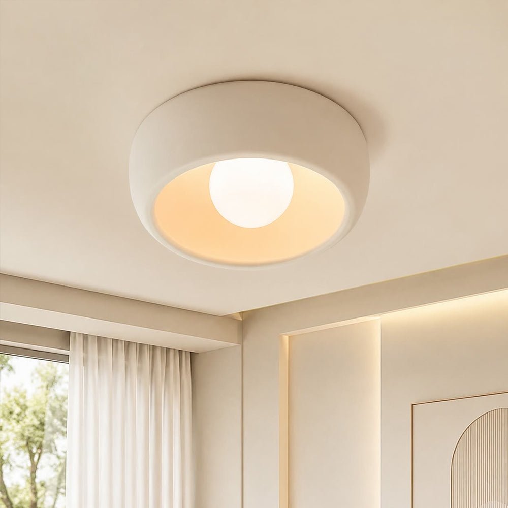 Nordic 1-Light Globo in Vetro Crema Rotondo Montato a Soffitto in Resina