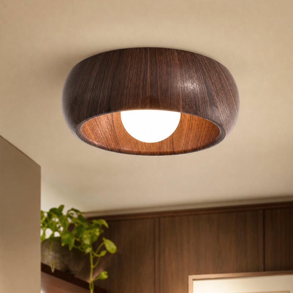 Nordic 1-Light Globo in Vetro Crema Rotondo Montato a Soffitto in Resina