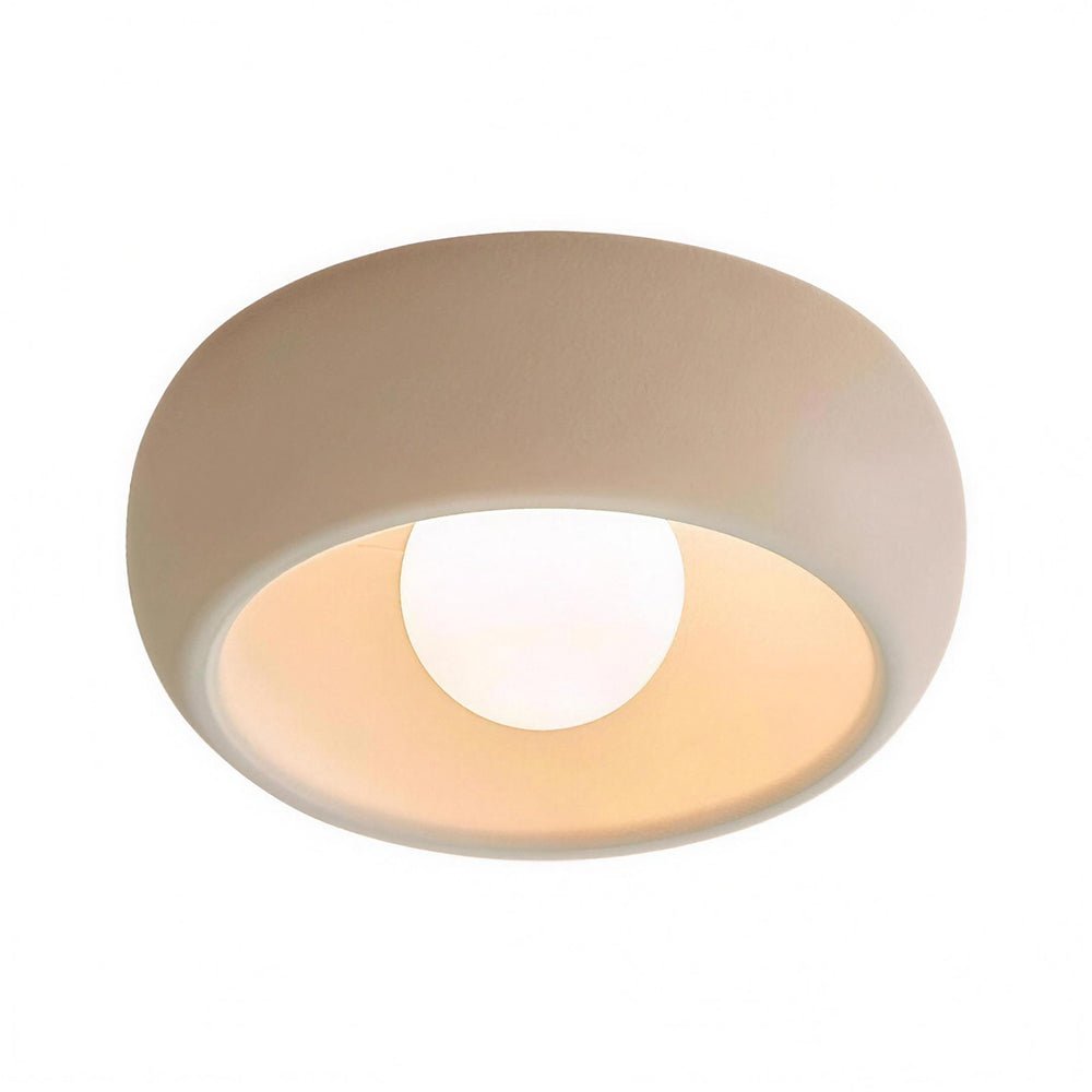 Nordic 1-Light Globo in Vetro Crema Rotondo Montato a Soffitto in Resina
