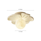 Nordic 1-Light Moon Globe Creamy Flower Resin Semi Flush Mount