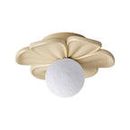 Nordic 1-Light Moon Globe Creamy Flower Resin Semi Flush Mount