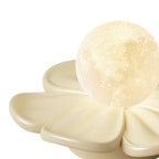 Nordic 1-Light Moon Globe Creamy Flower Resin Semi Flush Mount