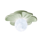 Nordic 1-Light Moon Globe Creamy Flower Resin Semi Flush Mount