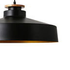 Lampada a sospensione con accenti in legno a cupola piatta da 1 luce per isola cucina