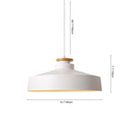 Lampada a sospensione con accenti in legno a cupola piatta da 1 luce per isola cucina