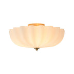 Nordic 3-Light Crema Vetro Fiore Satinato Scalloped Semi Flush Mount