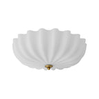 Nordic 3-Light Crema Vetro Fiore Satinato Scalloped Semi Flush Mount