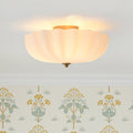 Nordic 3-Light Crema Vetro Fiore Satinato Scalloped Semi Flush Mount